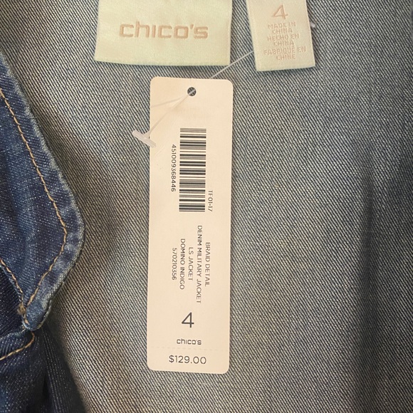 Chico's Jackets & Coats Nwt Chicos Indigo Blue Denim Military